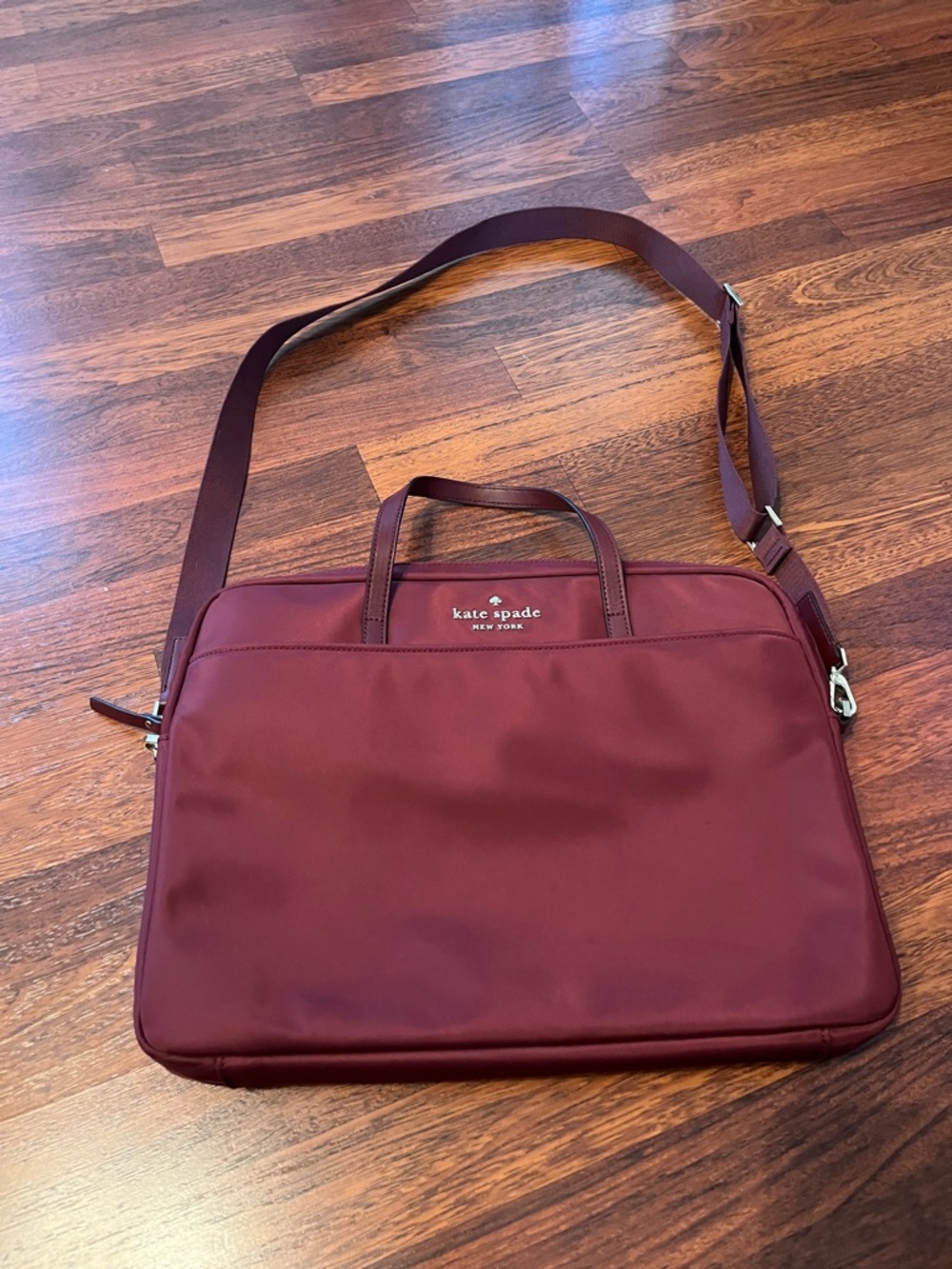 kate spade burgundy laptop messenger with adjustable strap